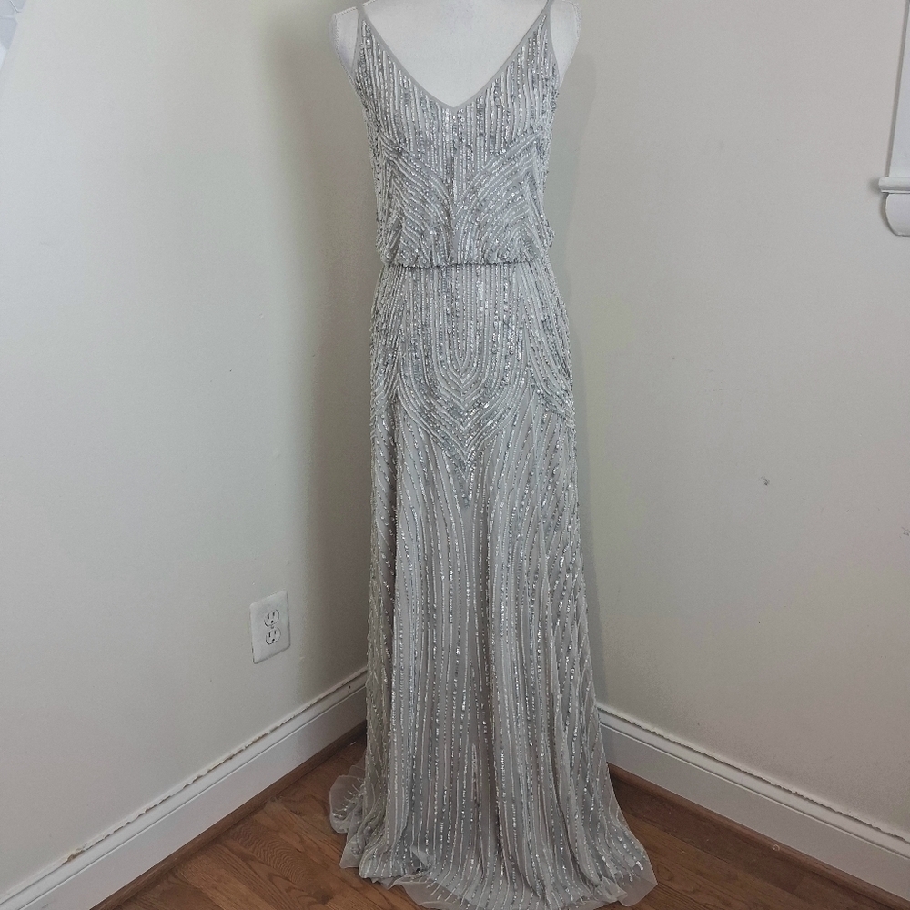 BHLDN Anthropology Fidelia Heavily Beaded Maxi Dress In Grey size 4 NWOT - Picture 9 of 15